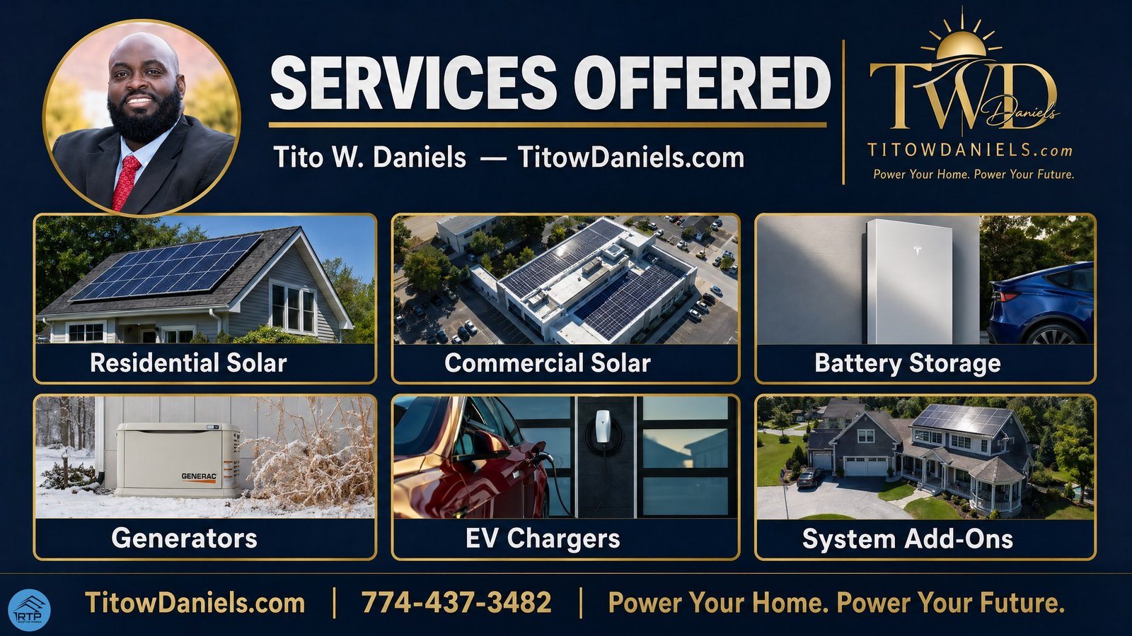 Solar Services: Residential, Commercial, Battery Storage, Generators, EV Charging